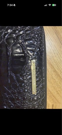 Brahmin Black Croc-Embossed Leather Wallet