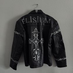 elisium opus 1 premium leather jacket in midnight black