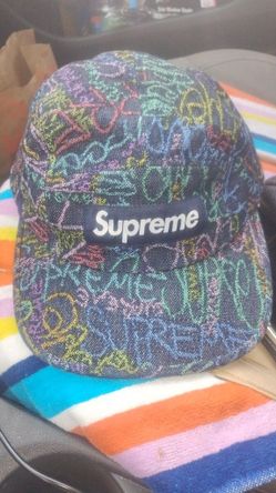 Supreme Handwriting Denim Camp Cap 'Indigo 2025 Spring/Summer line.