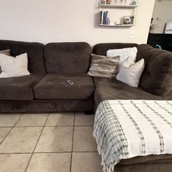 Brown Suede Sectional Couch