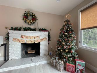 Flocked Pre-Lit Christmas Tree with Decorations Bundle