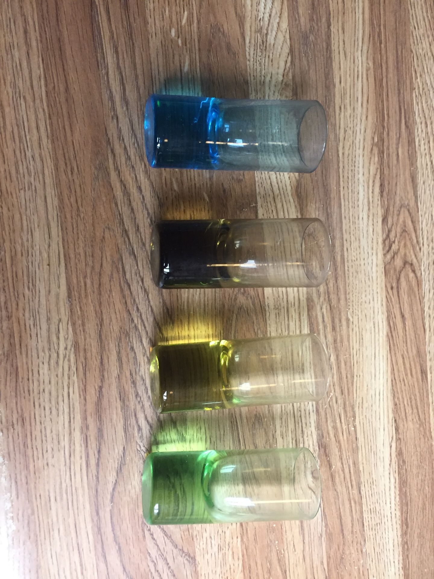 Multi colored shot glass collection