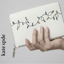 Kate Spade New York Slim Leather Pouch - Festive Lights - 8" x 4" - NWT