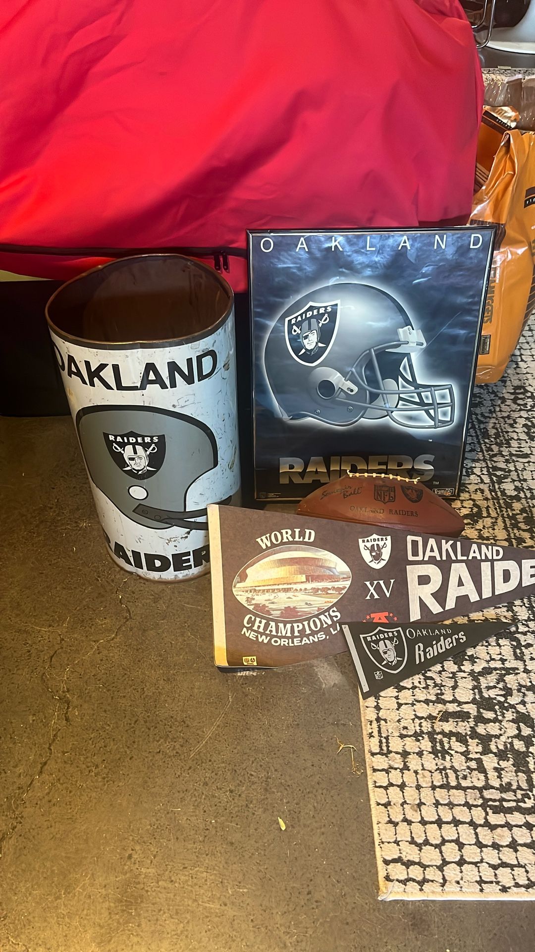Vintage Oakland, raider sports memorabilia, selling everything altogether making an offer
