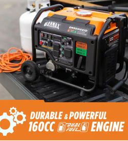 Shop GENMAX
5000-Watt Dual Fuel Recoil Start Gas Propane Powered Generator with 159 CC Engine