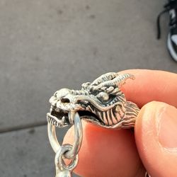 Men's Sterling Silver Braided Dragon Chain Bracelet