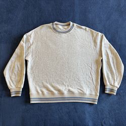 Lululemon Perfectly Oversized Ringer Crew Light Grey/Pool Party SMALL