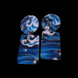 Water wave  blue earrings 