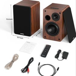 Saiyin Bluetooth Bookshelf Speakers, 40W X 2 Powered TV Speakers with 4 Inch Woofer