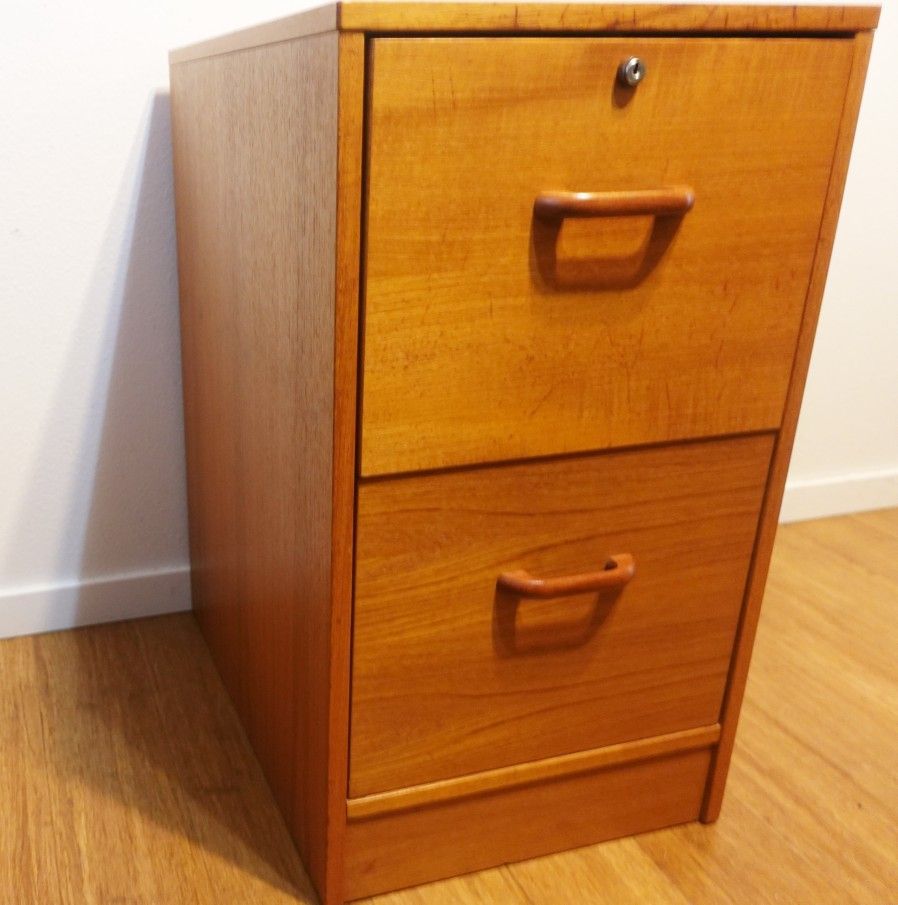 Teak 2-drawer File Cabinet with Rails for Folders