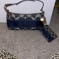 Coach Denim Baguette Shoulder Bag Set
