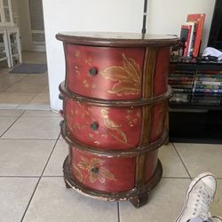 Vintage Wooden Drum Cabinet Accent Table – 