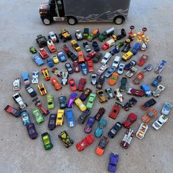 Huge Lot of Die-Cast Cars – Hot Wheels, Matchbox, Tonka & More + Big Storage Hauler Truck!
