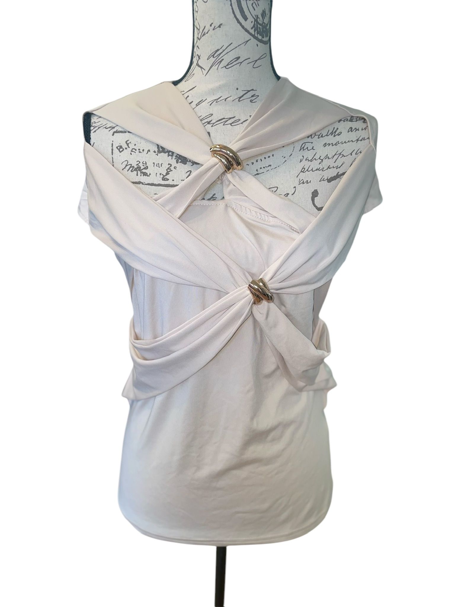 Women’s Elegant Cream Cut Out Top Blouse