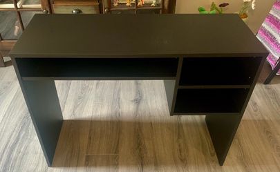 Black desk with shelves/storage