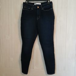 Signature Levi Strauss Gold Women's Dark Blue Size 8S Mid Rise Skinny Jeans