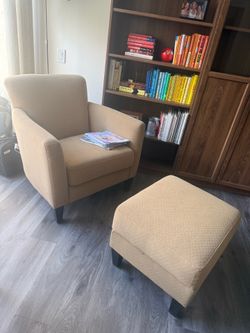 Comfy accent chair and storage otttoman