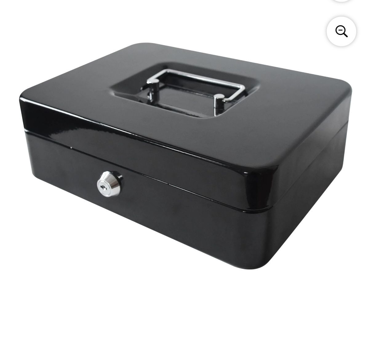 Pen + Gear 10 inch Metal Cash Box with Money Tray and Key Lock, Black, YFC-25