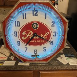 1960s Pearl Beer Brewery Neon Clock