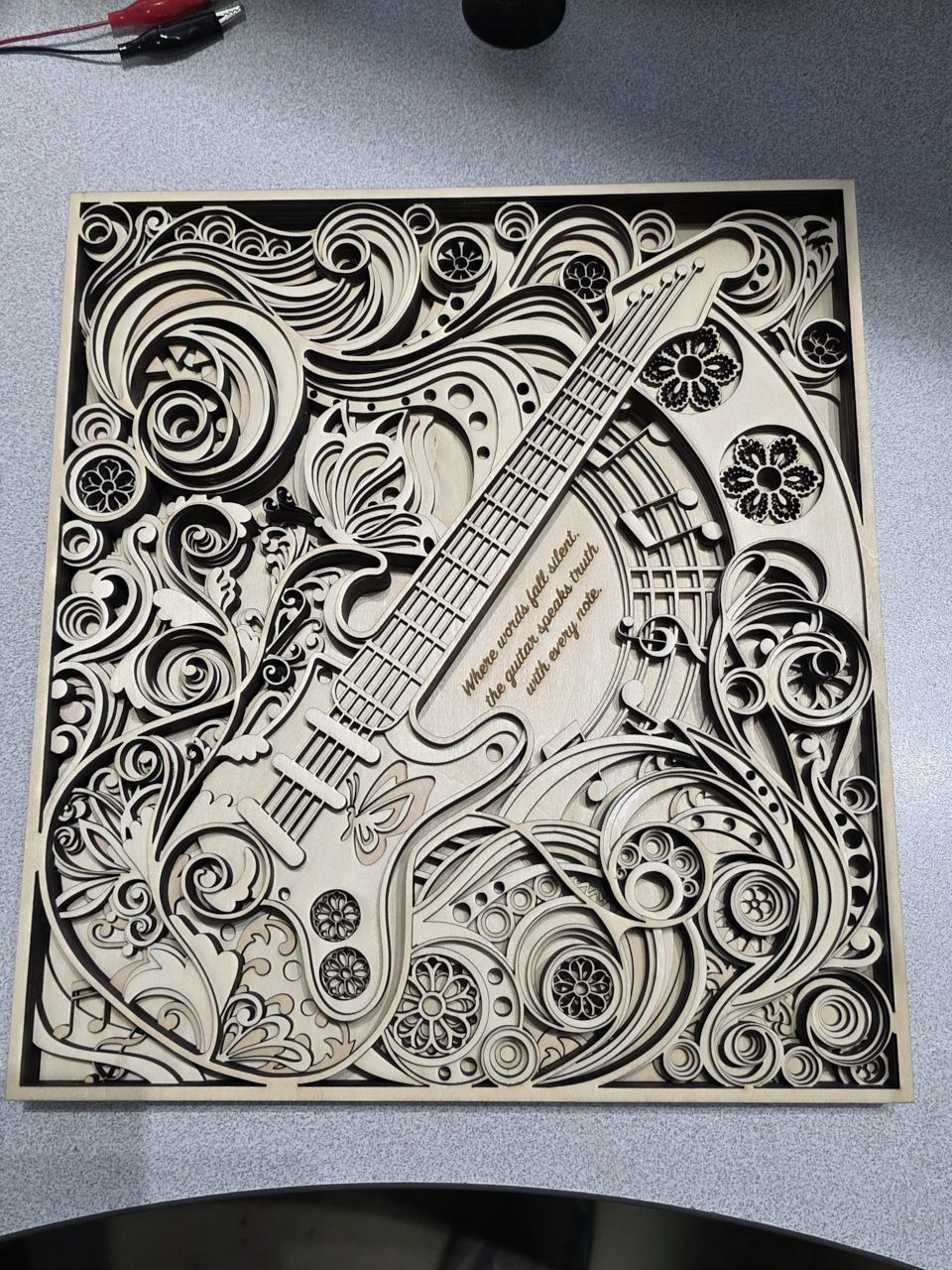 Custom Guitar Laser Cut Art  12" x 12"