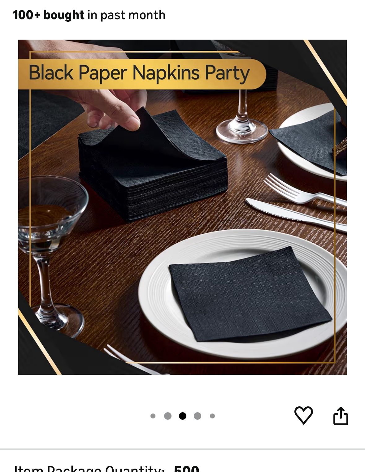 500 Black Cocktail Napkins 