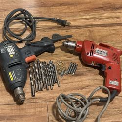Two High Speed electric Drills Makita Black and Decker