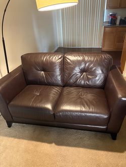 Brown leather couch