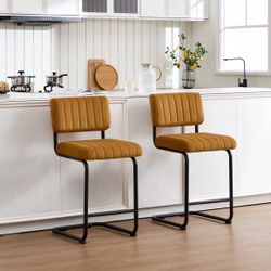 2 COUNTER TOP CHAIRS RUST ORANGE