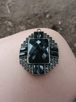 Solid Silver Obsidian Pendant