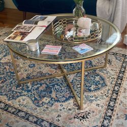 Gold Coffee Table With Glass