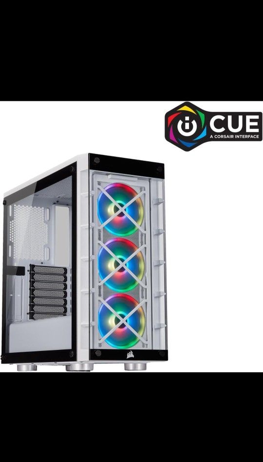 Corsair Crystal iCUE 465X RGB CC-(contact info removed)-WW White Steel / Plastic / Tempered Glass ATX Mid Tower Computer Case
