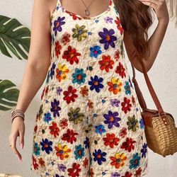 Plus Size Cartoon Sleeveless Jumpsuit 