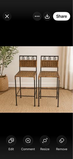 Set of 3 Rattan barstools