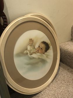 Adorable!! Pair of 19” Bessies Pease pictures.