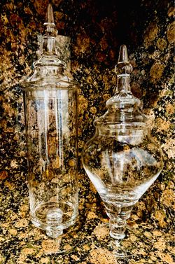 2 Clear Glass Apothecary Jar