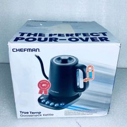 New Open Box Chefman True Temp Gooseneck 1500W Kettle Electric, RJ11-GN-P-BLACK-DS 