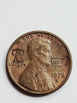 1975-D Stamped Lincoln Cent Coin