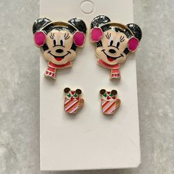 BAUBLEBAR DISNEY CHRISTMAS HOLIDAY EARRING SET MINNIE MOUSE HOT COCOA CANDY CANE