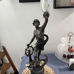 Vintage (probably made from Spelter from France) Statue With Candle Holder