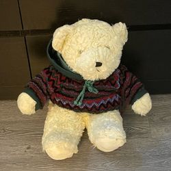 Cream Teddy Bear Plush with Hoodie Sweater
