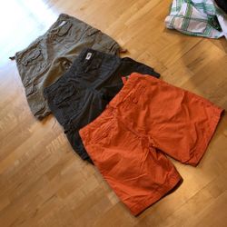 Abercrombie Men’s Shorts Cargo Flat Khaki Green Orange 30 36 32
