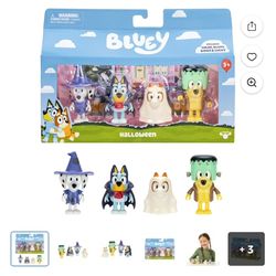 Bluey Halloween 4 Pack, 2.5 inch Figures, Bluey, Bingo, Chloe and Lucky , Ages 3+, Toddler Toys