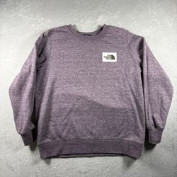The North Face Women’s L Heritage Crewneck Sweatshirt Purple Heathered Logo#2412