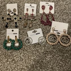 6 Pairs Of Costume Earrings For Pierced Ears