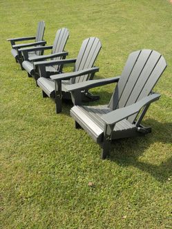 4 BRAND NEW Polywood HDPE type material foldable gray Adirondack chairs just assembled
