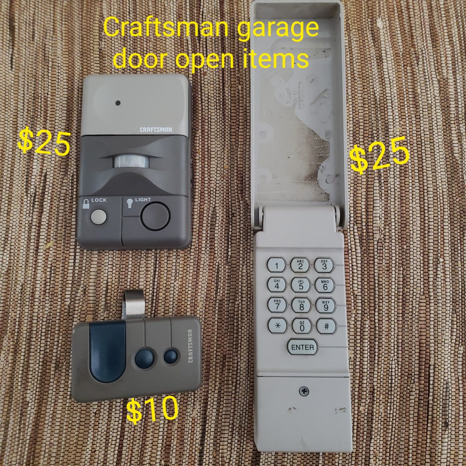 Craftsman Garage Door Opener Items - see prices on photos