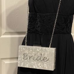 Bridal Acrylic Clutch with Chain Option - Roomy - NWOT 