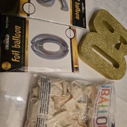 60 th Birthday foil Ballons glitter wood 60 and bag of ballons