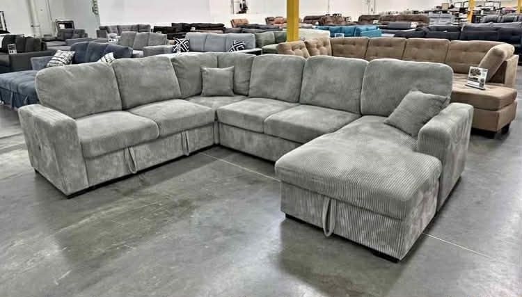 New 92x119x60 Sleeper Sectional Couch With Storage / Free Delivery
