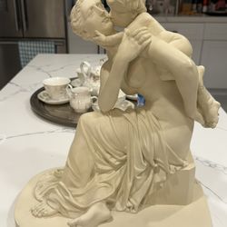 Romantic Classical Sculpture – Mother & Child – Marble-Style Statue